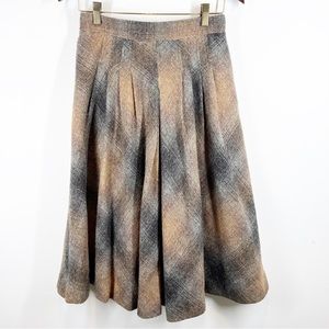 Vintage 1970s Chris Allan Paris Wool Midi Pleated Skirt